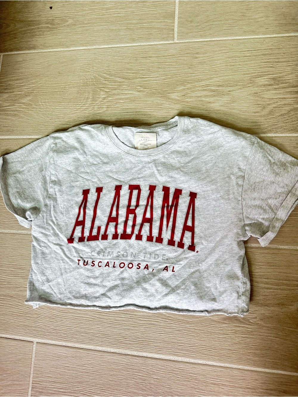 Alabama Crimson Tide Crop Gray T-Shirt - Tuscaloosa